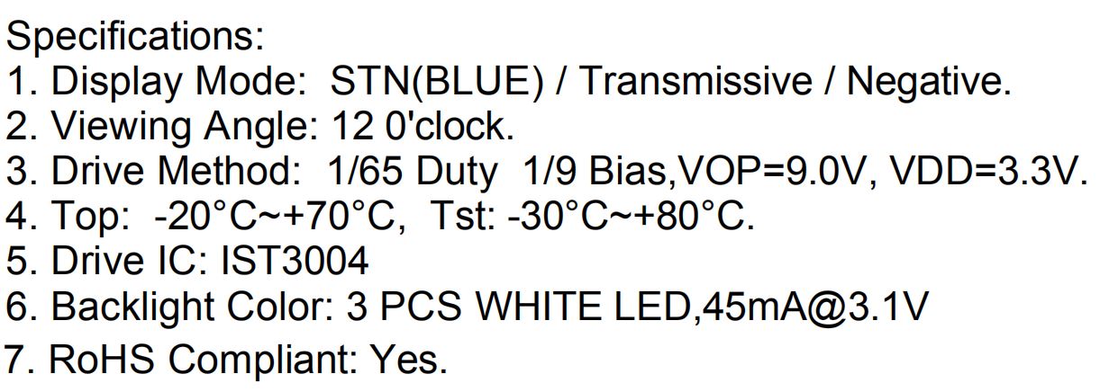 especificació lcd lcd spec